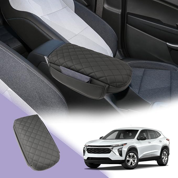 LUWU for 2024 2025 Chevy Trax Center Console Cover 2024 Trax Armrest Cover 2024 2025 Chevrolet Trax Accessories Console Pad 2024 2025 Chevy Trax LS/1RS/LT/2RS/Activ Armrest Console Cover Soft Leather