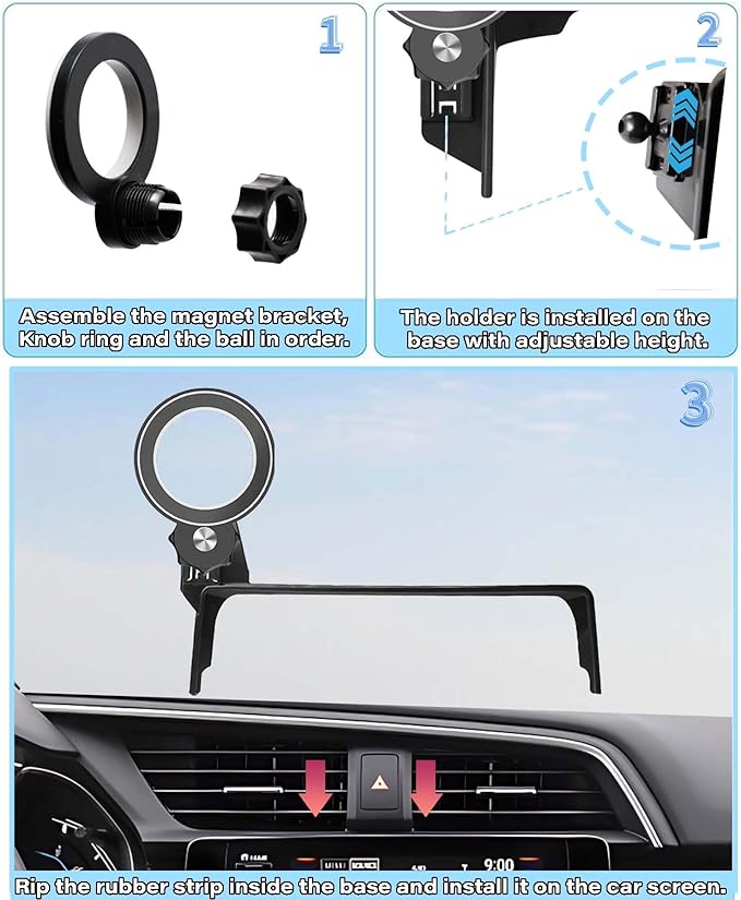 Car Phone Holder for Honda Civic 2016-2021 Accessories Apply to 5/7 Inch Touch Screen Fixed Clip Magnetic Cell Phone Mount Hands-Free 360 Degree Rotation
