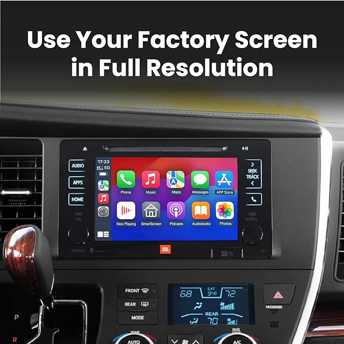 Wireless/Wired Adapter for CarPlay Android Auto Compatible with Toyota Sienna 2014-2019 Entune 2.0 High Definition Audio High Screen Resolution.