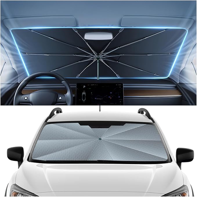 Autorder Windshield Sun Shade Umbrella for 2018-2024 Subaru Crosstrek Wagon Accessories,Upgraded Ice Crystal Material,Easy Setup Umbrella Sunshade for Car Windshield,100% Sun Blocking