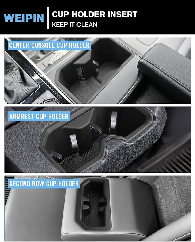 for 3PCS Center Console TPE Cup Holder Insert Compatible with 2022-2026 Tundra (SR/SR5/Limited/TRD Pro) Just Fit Console Does Not Have a Lid