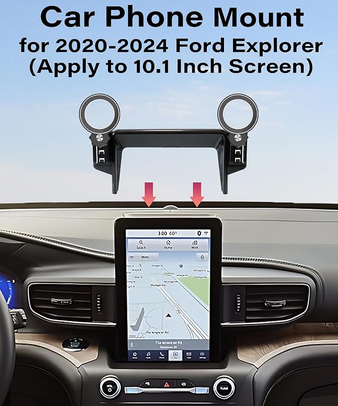 Car Phone Holder for Ford Explorer 2020 2021 2022 2023 2024 Accessories Apply to 10.1 Inch Touch Screen Fixed Clip MagSafe Passenger Cell Phone Mount Handsfree 360° Rotation