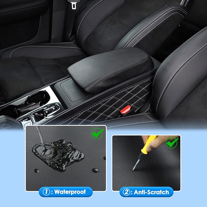 2019-2025 2026 XC40 Center Console Cover for Volvo XC40 (Core/Plus/Ultra/Ultimate/Momentum/R-Design/Inscription), Waterproof&Comfy Lether Armrest Cover 2023 2024 2025 XC40 Accessories (Black)