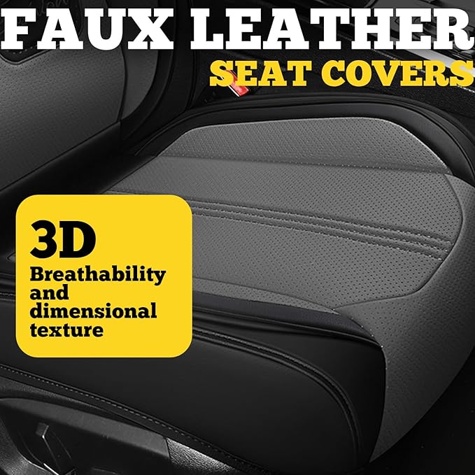 LINGVIDO Car Seat Covers for Front Seats (2 Seats) - Premium Perforated Nappa Leather,Waterproof Shield, Omni-Adapt Fit for SUVs Sedans, Ideal for Rideshare & Pets