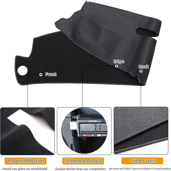 Dash Cover Custom Fit for 1997-2000 Chevy Chevrolet Silverado/GMC Sierra C1500 C2500 C3500 K1500 K2500 K3500, 1997-1999 GMC Yukon/Chevy Tahoe, Dashboard Cover Mat Pad(97-98, Black)