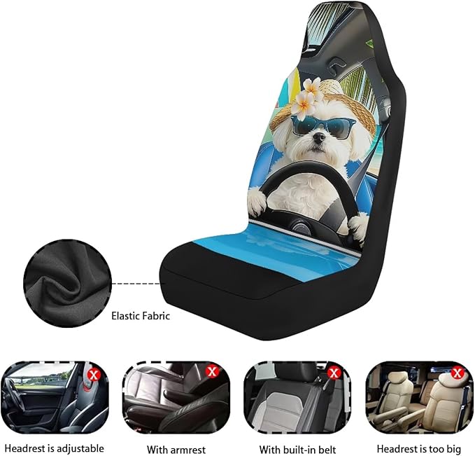 Yorkshire Terrier Car Seat Covers Front Seats 2 Pcs Car Seat Covers for Front Seats Removable Automotive Accessories Protection Interior Accessories for Cars SUV Sedans