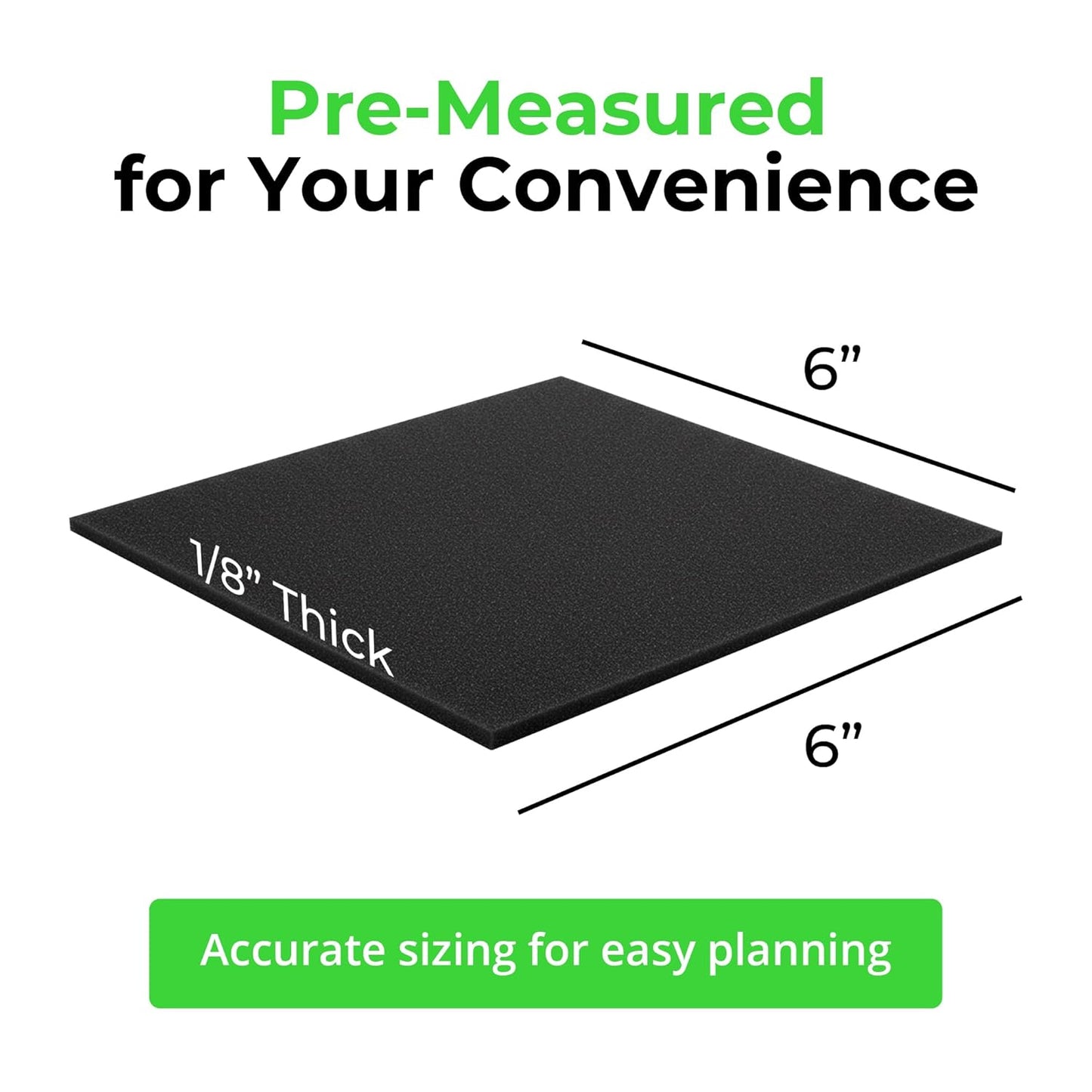 XCEL Anti Vibration Pads Furniture Pads Self Stick Versatile Adhesive Foam Rubber Pads Sheets for Appliances and Furniture, Neoprene Foam Pads Adhesive (6 in x 6 in x 1/8 in, Black - Adhesive, 8)