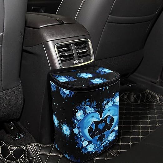 BIGCARJOB Neon Dolphin Car Trash Bag Car Trash Interior Accessories for Back Seat Headrest Car Trash Bin Hanging Trash Bag for Car Garbage Can,Portable Car Trash Bag