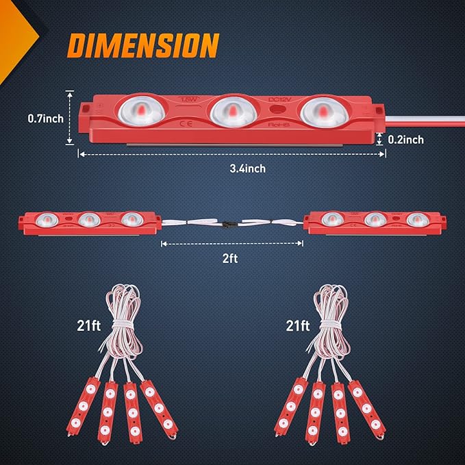 Nilight 8PCS Truck Pickup Bed Light 24LED Red Cargo Rock Lighting Kits with Switch for Van Off-Road Under Car Side Marker Foot Wells Rail