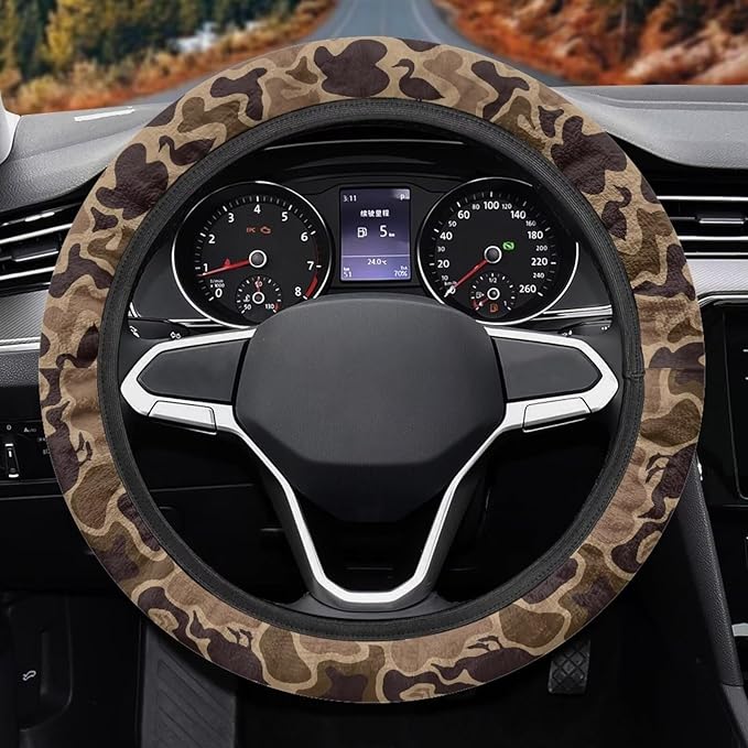SEANATIVE Duck Camo Car Steering Wheel Cover, Easy to Disassemble, Non-Slip Soft Steering Wheel Cover, Universal Auto Decor Accessiores