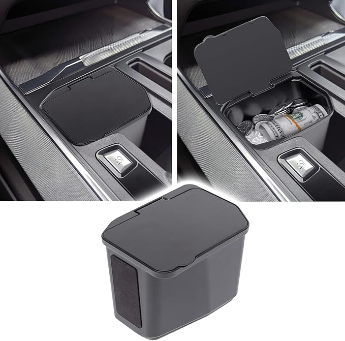 Center Console Coin Box Organizer Compatible with Ford F150 2021-2026 & F150 Lightning 2022-2026 Interior Accessories Coin Holder Secondary Storage Box ABS Plastic