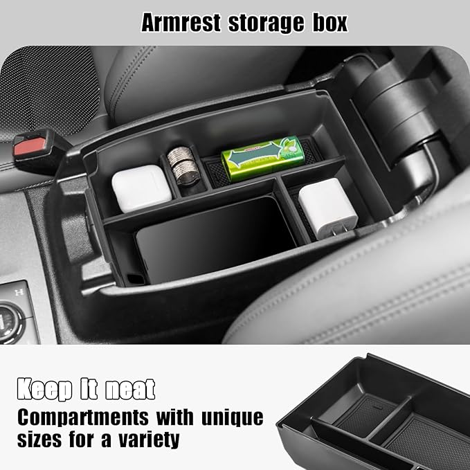 2PCS Center Console Organizer Compatible with Ford Escape 2020-2025 2026 Armrest Storage Box and Dashboard Tray Behind 8-inch Screen Dash Insert Tray Interior Accessories-ONLY FIT 8" display