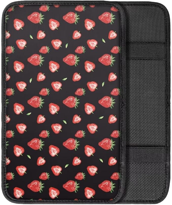 Coldinair Strawberry Universal Car Center Console Pad Soft Armrest Protector Cover Fit for Most Vehicle,SUV,Truck,Car Interior Accessories Decor