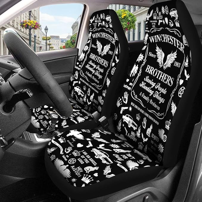 GENANY Horror TV Series Car Seat Covers Set of 2, Breathable Front Seat Covers for Truck Sedan SUV, Fantasy Movie Car Accessories, Horror Gift for Women Men