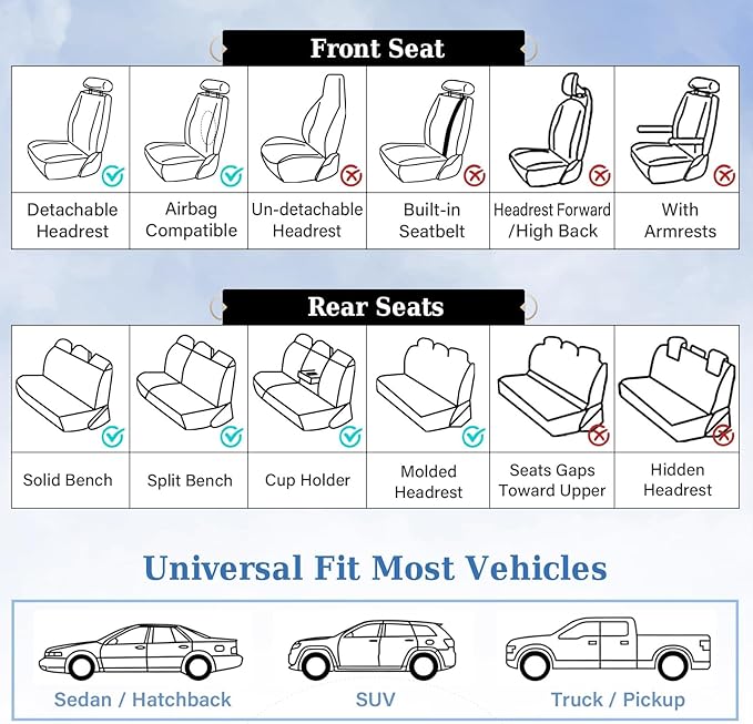 Coverado Seat Covers, Car Seat Covers Front Seats, Premium Nappa Leather Seat Covers for Cars, Waterproof Car Seat Protector with Lumbar Support, Front Seat Covers Universal Fit for Most Cars (Black)