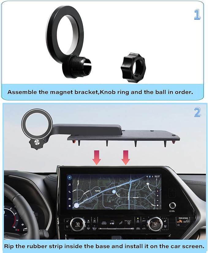 Car Phone Holder for 2020-2026 Toyota Highlander Accessories Compatible with MagSafe Cell Phone Mount 360° Rotation Does Not Affect Air Vent,Dashboard Original-Size Replacement Model