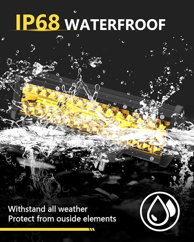 9 Inch Yellow Led Lights Bar 2PCS 360W 36000LM Spot & Flood Combo Fog Lamp Triple Row Off Road Light Bar Waterproof Led Work Lamps Compatible with Pickup,Truck,SUV,ATV,RZR,Boat Marine -2 PCS…