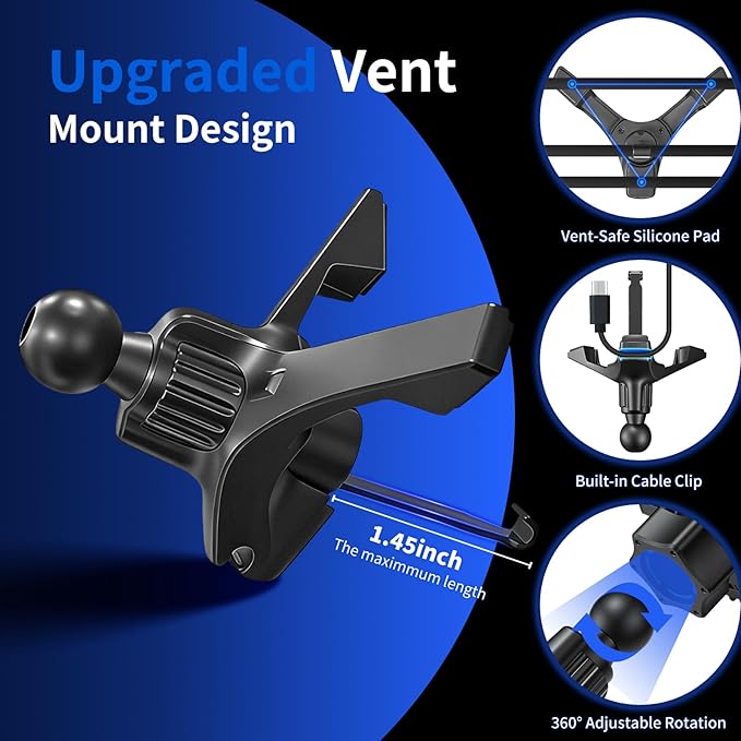 Magnetic Phone Holders for Your Car, Magsafe Cooling Car Mount Charger, Vent & Dashboard Cell Phone Mount, 15W Wireless Fast Charging for iPhone & Android, 360 Rotatable & Hands Free, Car Accessories