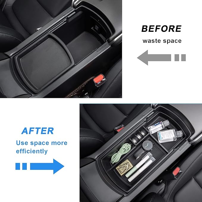 PIMCAR Center Console Organizer for Honda Accord 2018 2019 2020 2021 2022 ABS Plastic Material Armrest Box Insert Tray Pallet Accessories (NOT Fit for Manual Transmission Models) —Black