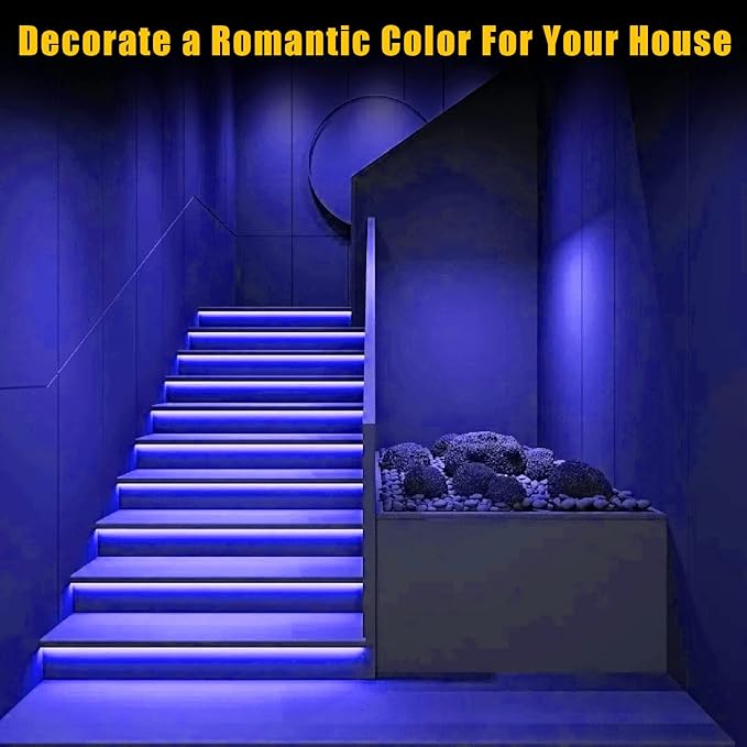 YM E-Bright Blue Led Strip Lights 16.4Ft for Bedroom Home Kitchen Boat Marine Indoor Outdoor IP68 Waterproof 5Meter 600SMD Upgrade Solid Silicone DC12V (No Power Adapter)