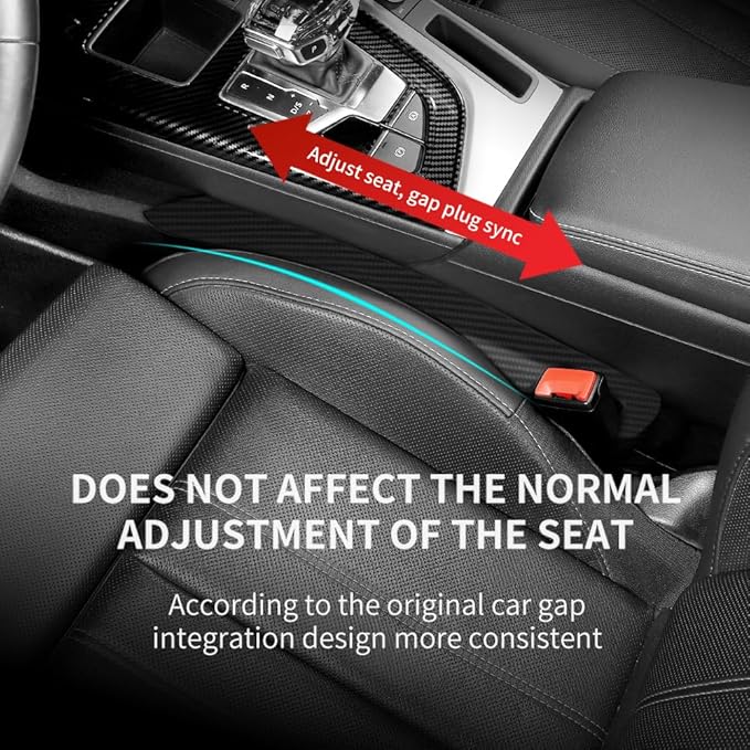 IHOTDER 2PCS Car Seat Gap Filler,Super Flexible Car Side Seat Gap Filler CCar interior Accessories,Universal Car Organizer Between Seats for Tightly Filling Seat Gaps(Carbon Fiber/2PCS)…