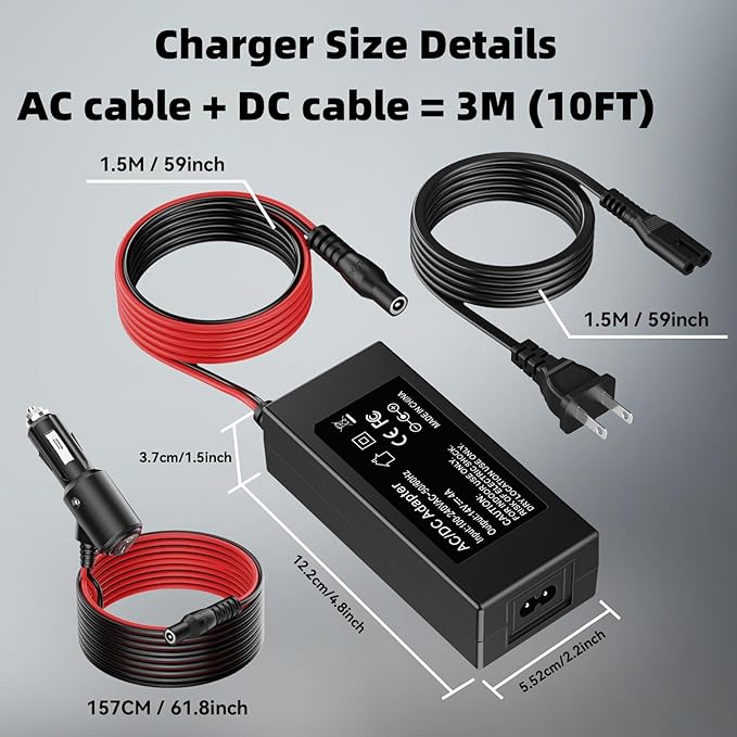 Charger Cable for NOCO Jump Starter Compatible with NOCO GB70 GB150 GB250+ GB251+ GB500 GB500+ Genius Boost Ultra Safe Lithium Jump Starter Battery 14V 56W Power Adapter Cord