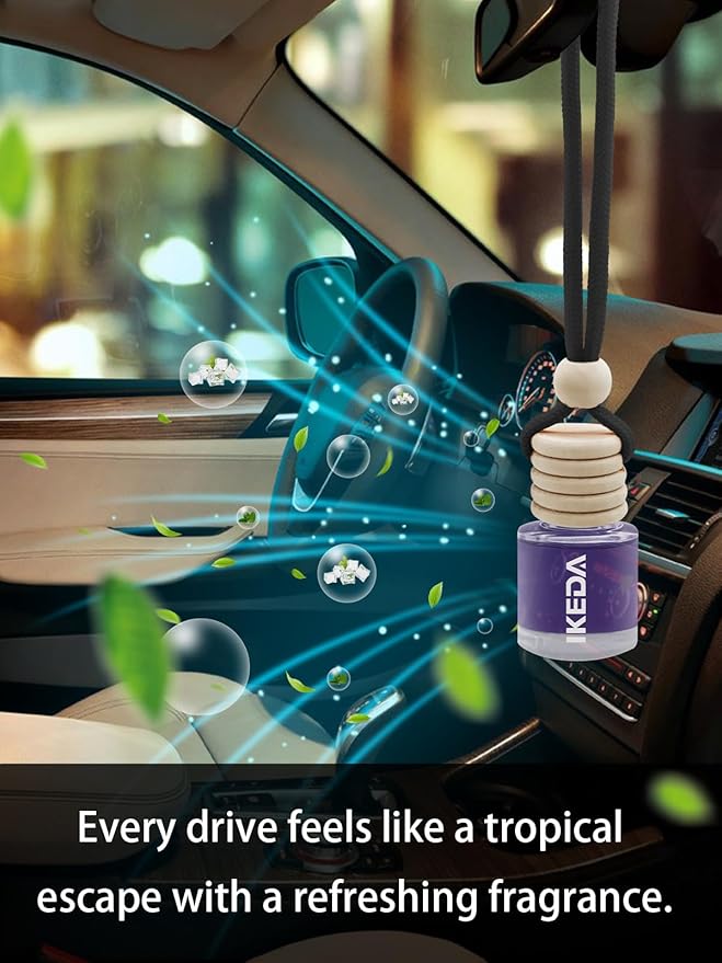 Ikeda Car Air Freshener: Hanging Car Smell Air Freshener | 10ml Hanging Car Perfume | Long Lasting Fragrance | Strong Scents Diffuser for Auto Home (Black ice|Circular)