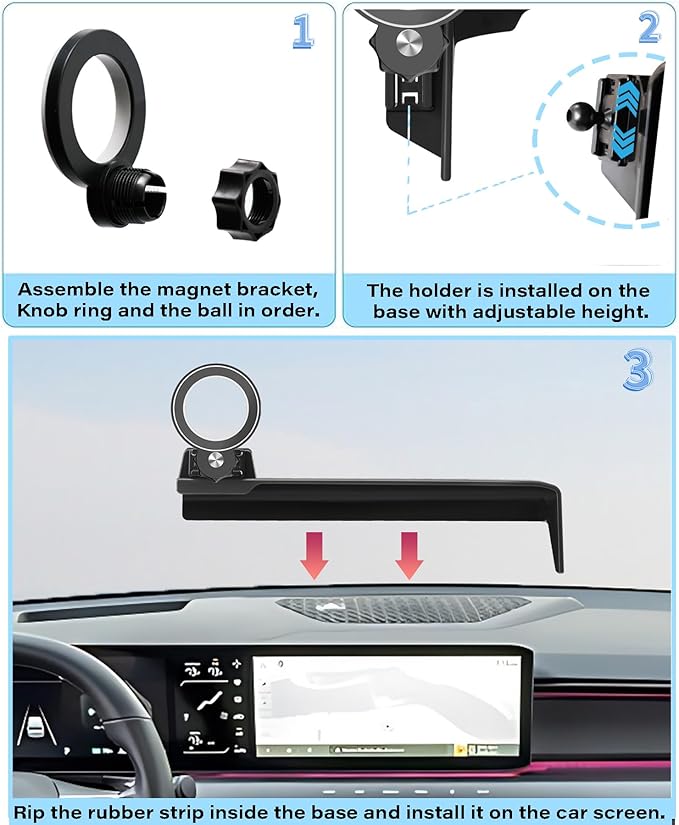 Car Phone Holder for 2024 2025 2026 kIA EV9 Accessories Apply to 12.3 Inch Touch Screen Fixed Clip Magsafe Cell Phone Mount Hands-Free 360° Rotation