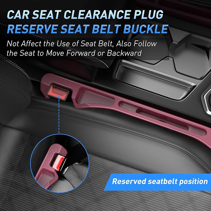 Car Seat Gap Filler 2Pack, Inserts Between Seats Console with Organizer Storage Upgraded Phone Holder Side Seat Gap Fillers Cars Front Seats Fill Plug Car Essentials for Vehicle SUV Truck (Wine Red)