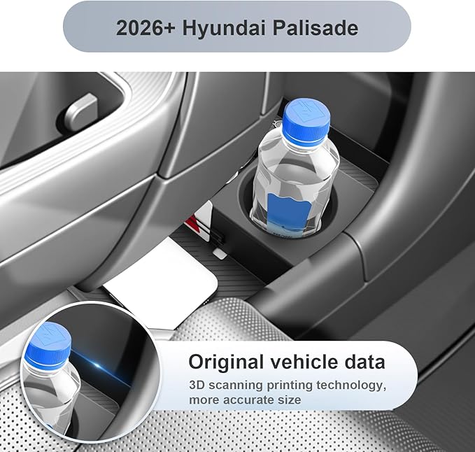 SKTU 3-Pack for 2026 Hyundai Palisade Center Console Organizer for 2026+ Hyundai Palisade Calligraphy Under Console Tray Hyundai Palisade 2026 Accessories Lower Console Tray with Cup Holder