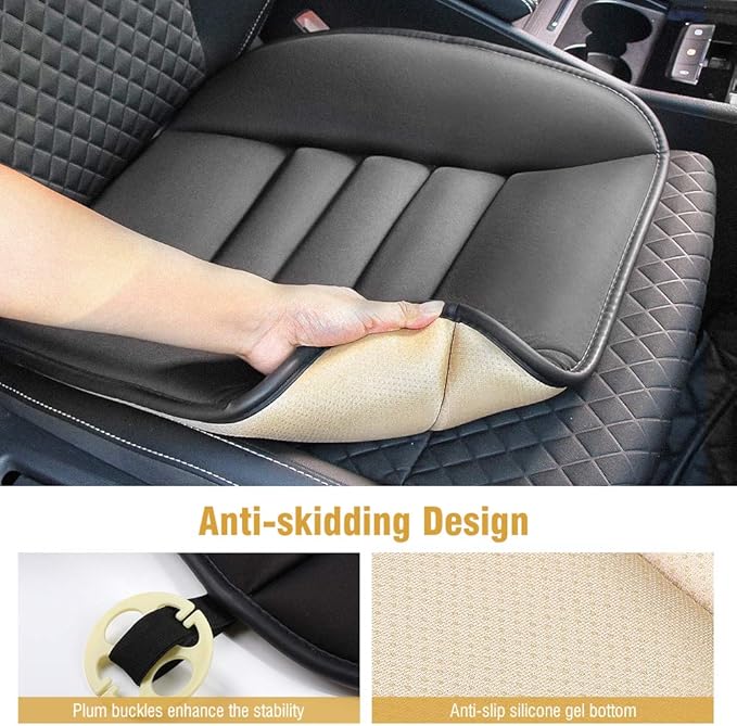 Tsumbay Car Seat Cushion, Memory Foam Seat Cover with Non-Slip Bottom, Universal Fit for Cars, Homes, and Offices - Soft and Comfortable, Black