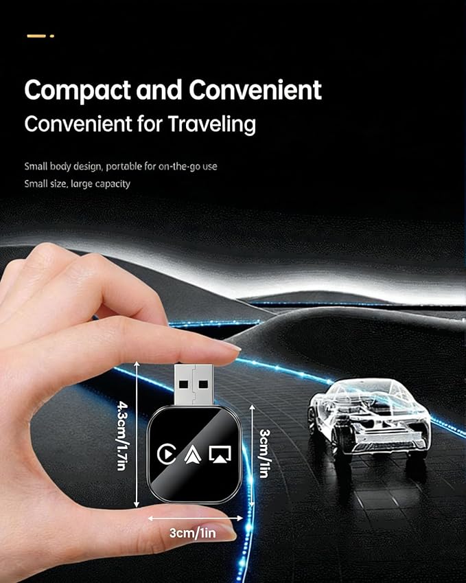 Mini Wireless Carplay Adapter for iPhone 3 in 1 Car Play Dongle Wired to Wireless Screen Mirror Accessories Converts Fast Auto Connect No Audio Delay Bluetooth 5.3 & 5ghz Wi-Fi - Plug & Play (2PCS)