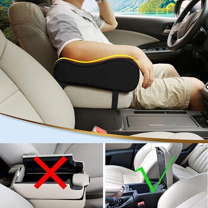 Timorn Car Armrest Cushion, Memory Foam Car Armrest Console,Car Center Console Armrest Pillow(Black)