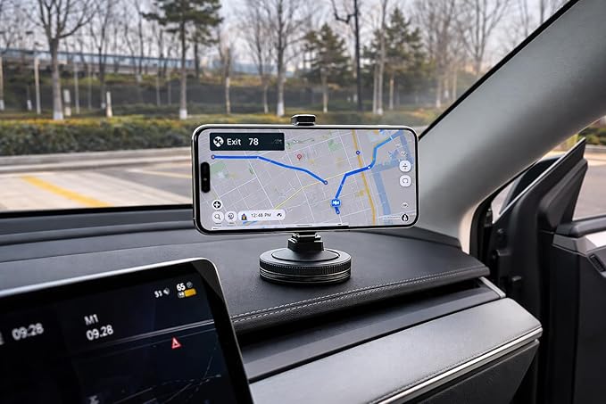Vacuum Magnetic Car Phone Mount – 360° Adjustable MagSafe-Compatible Phone Holder with Nano Gel Suction Cup, Foldable Hands-Free Mount for Dashboard, Windshield, Gym Mirror, Glass and Smooth Surfaces