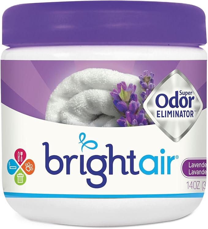 Bright Air Solid Air Freshener and Odor Eliminator, Lavender and Fresh Linen Scent, 14 Ounces (900014) , Purple