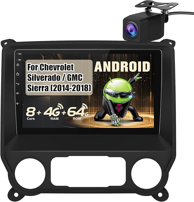8Core 64GB ROM Car Radio for Chevy Silverado GMC Sierra 2014-2018, Android 13 10.1" Stereo with Wireless CarPlay Android Auto BT GPS SWC Backup Camera 4GB RAM + 64GB ROM