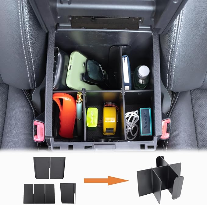 JKCOVER 3PCS Center Console Organzier Compatible with Toyota Tacoma 2016-2023 Accessories Tray Hidden Box Divider ABS Material Insert