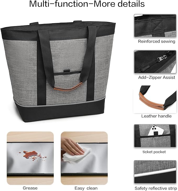Insulated Cooler Bag Reusable Grocery Tote Bags Transport Large Lunch Box for Women