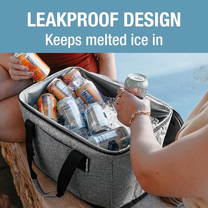 CleverMade Collapsible Insulated Cooler Bag – Leakproof Soft Cooler for Beach, Travel, Car – Bottle Opener