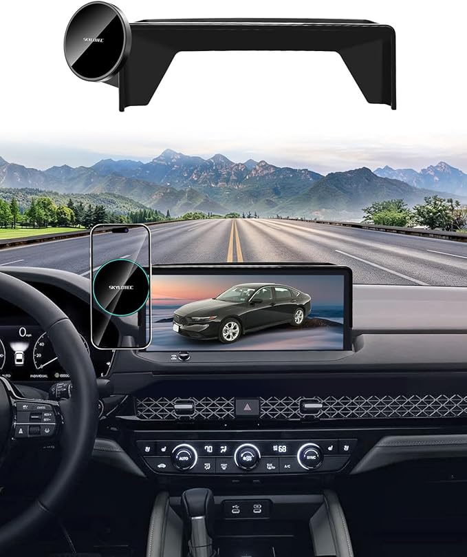 SKYLOTEC Phone Holder for 2023-2026 Honda Accord Accessories 12.3-inch Magnetic Accord Phone Mount for MagSafe, Magnets 15W Fast Wireless Charger Cell Phone Base (Not Fit for LX/EX/SE)