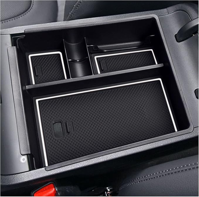 SXCY 2023 2024 Tucson Center Console Organizer Tray for 2022-2024 Tucson NX4 Limited / 2022 2023 2024 Santa Cruz Accessories 2024 Tucson Console Organizer Armrest Console Insert Box (White Mats)