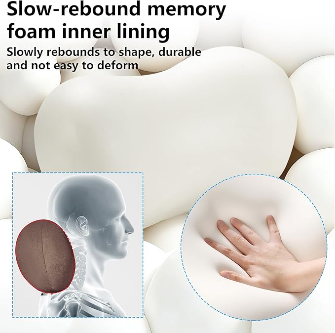 Car Neck Pillow Ergonomic Design Memory Foam Softness Car Headrest Pillow for Neck Support Cushion for Driving, Universal Fit Head Rest Travel Pillow, Fits All Vehicles, Brown, 1 Pack