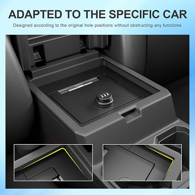 SZYANG Center Console Safe Lock Box Compatible with 2025 2026 Toyota 4Runner Armrest Secure Vault Carbon Steel Safe Storage Box Replacement for 2025 2026 Toyota 4Runner Accessories