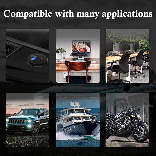 BATIGE Type C 3.0 USB 3.0 Alloy Shell Car Mount Flush USB Port Cable Male to Female, Car Truck Boat Motorcycle Dashboard Panel Extension Cable LED Indicator - 3ft