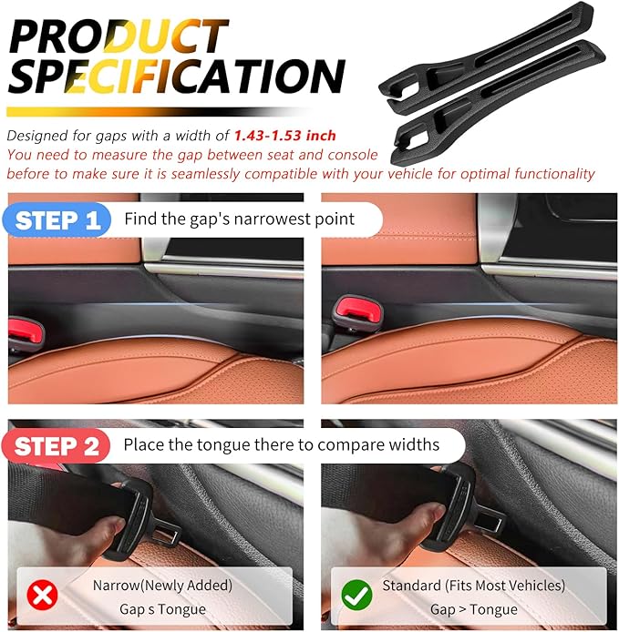 Junecarp 2PCS 2-in-1 Car Seat Gap Filler Organizer with Storage Slots,No Drop Car Gap Seat Filler for Storing Items,Universal in Between Cars Seats Catcher Cars Interior Accessories