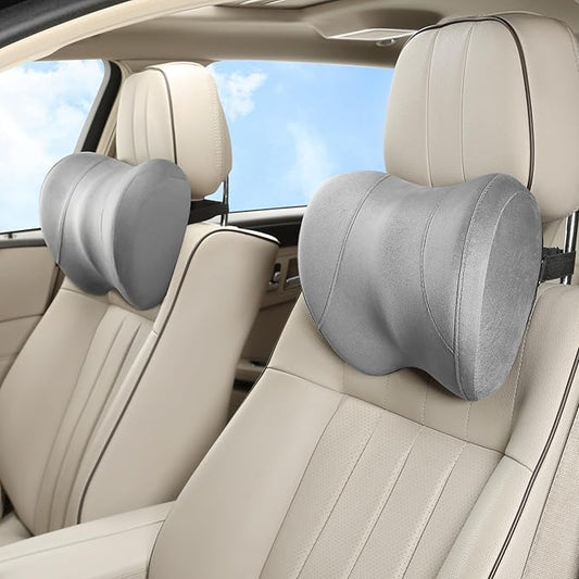 Car Neck Pillow Adjustable Up and Down Style 2 Pack,Car Headrest Pillow for Neck Support Relieves Driving Fatigue, Soft Memory Form and Ergonomic Design Fits Most Heights and Car Seats (Gary)