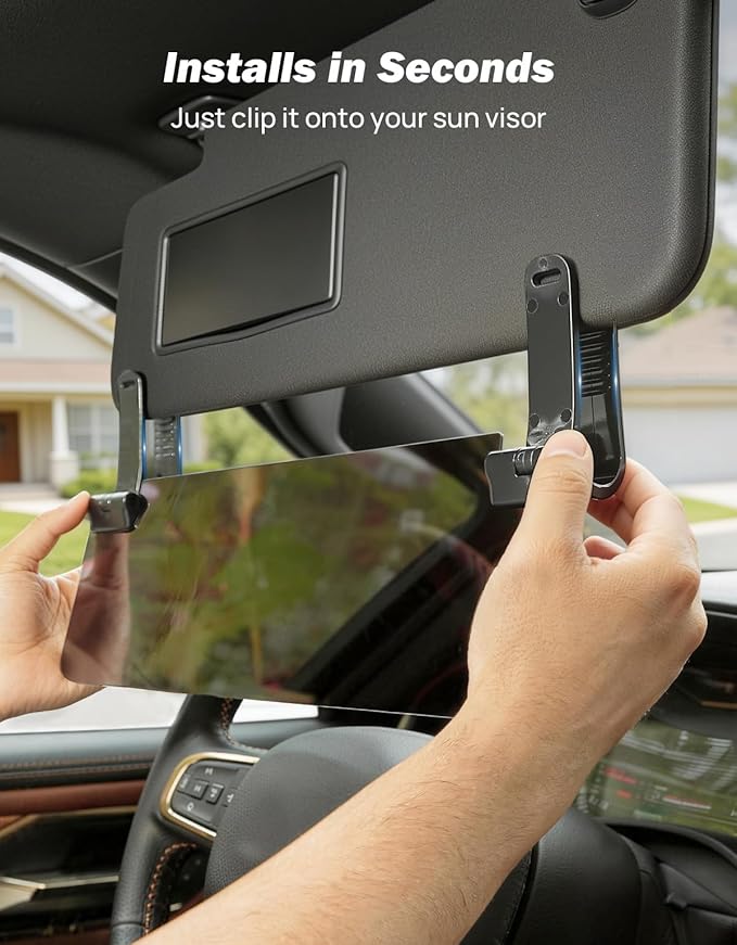 JOYTUTUS Large Sun Visor Extender for SUV Pickup Truck, Polarized Sun Visor Extender Universal Sun Blocker UV400, Adjustable Visor Extension for Car Visor,Double-Clip,Anti Glare Stray Light