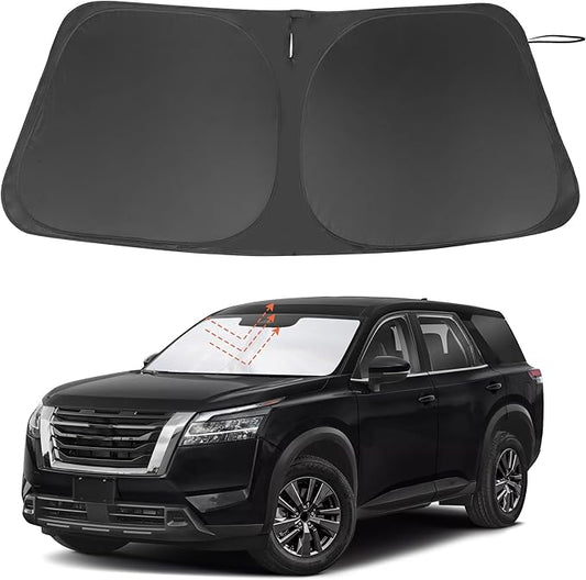 Windshield Sun Shade Custom Fit for 2022 2023 2024 2025 2026 Nissan Pathfinder Accessories Foldable Sunshade Sun Blocker Protect Car from Sun Rays & Heat Damage Keep Car Cooler