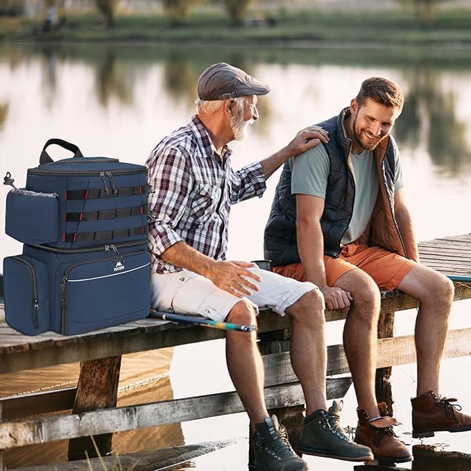 MATEIN Fishing Backpack, Water Resistant Tackle Storage Bag with Rod Holders & Cooler, Fishing Gifts for Men
