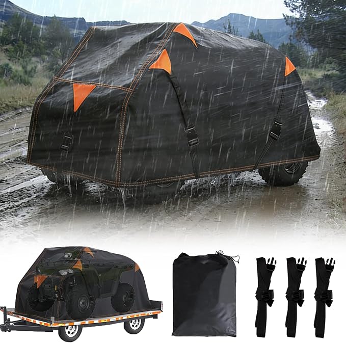 QYMOTO 900D ATV Covers Water-Proof Outdoor Heavy Duty,Quad Cover with 3 Adjustable Wind-Proof Straps for CFMOTO Cforce 600,Polaris Sportsman 500 550 570,Can-Am Outlander 450 570